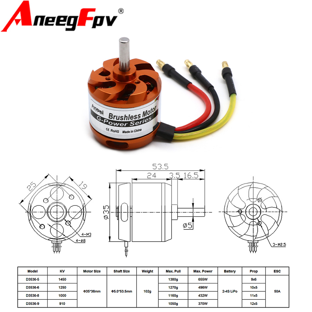 Rc Helicopter Motor - D3536 910KV 1000KV 1250KV 1450KV Motor