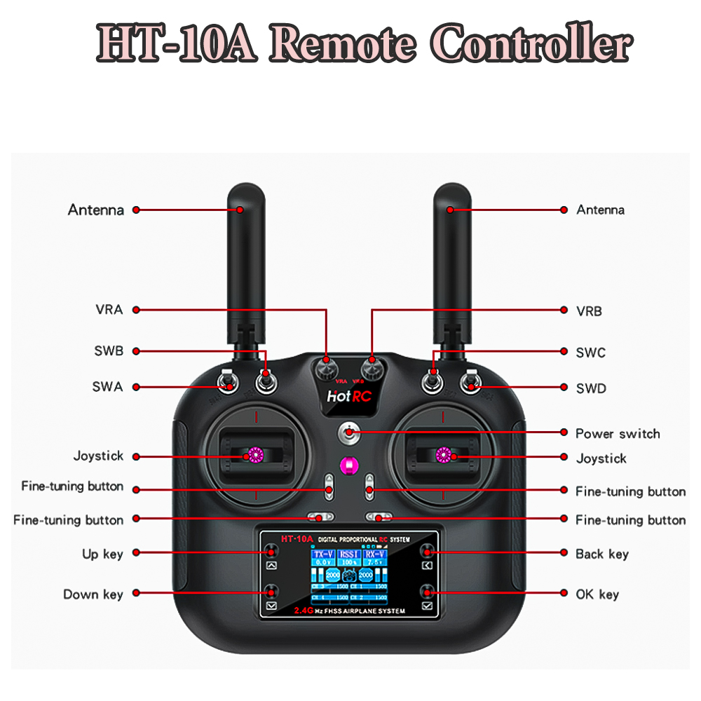 Transmissor Hotrc HT-10A 2.4G  - Rc Helicopter Motor avaliação e preço
